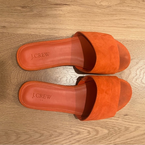 Orange suede j crew slides - Picture 1 of 2